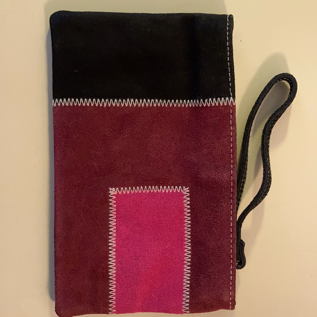 Patchwork Suede Wristlet